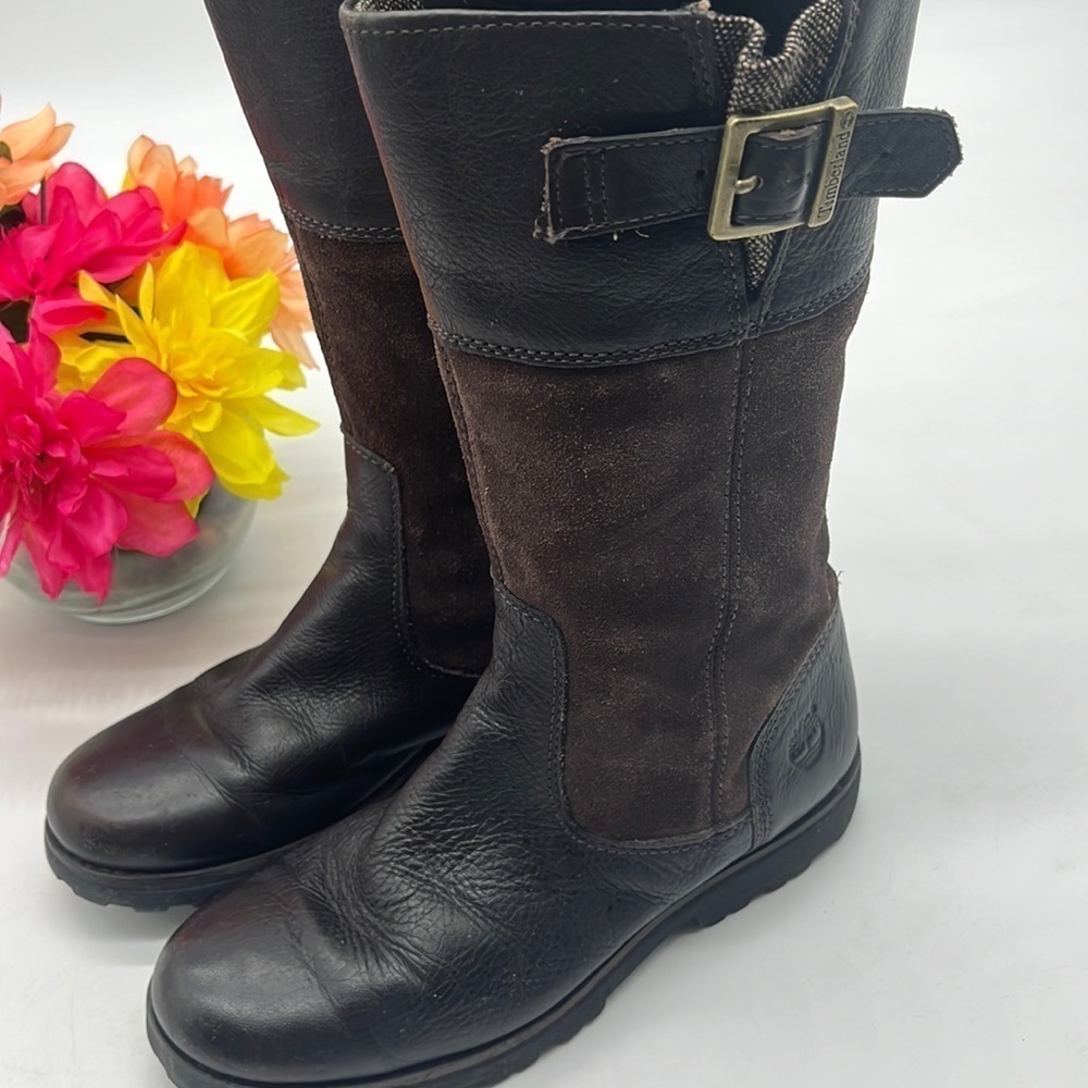 Timberland Brown Suede Leather Tall Boots Sz 4. TB2291